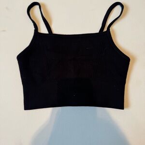 Black Ribbed Crop Top